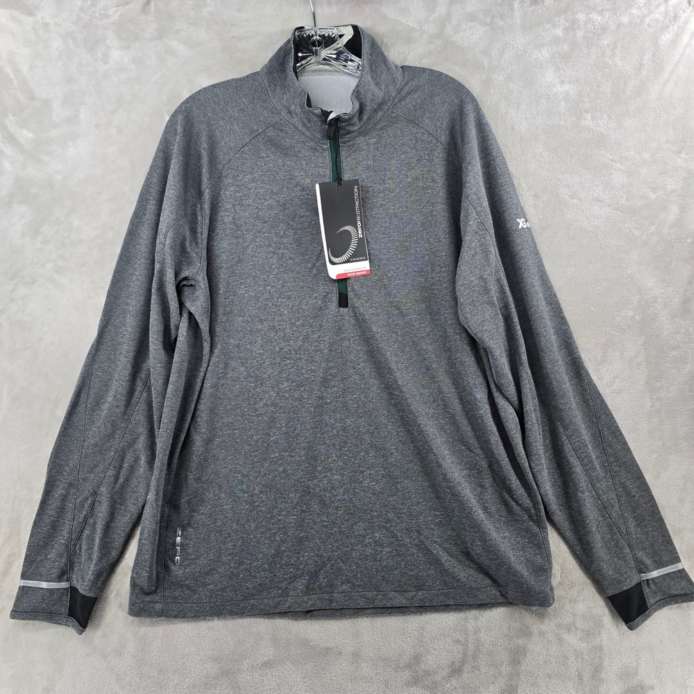 Zero Restriction Z425 Pullover Mens Large Charcoal Heather Quarter Zip L1016